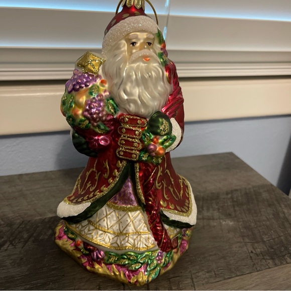 Other - Large Glass Christmas Fitz and Floyd
Santa Claus Ornament Glitter 9" Tall
EUC